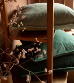 CAITH - Sierkussen Velvet 100% Katoen 50x50 Cm - Mountain View - Donkergroen - Inclusief Binnenvulling 9 CAITH - Sierkussen Velvet 100% Katoen 50x50 Cm - Mountain View - Donkergroen - Inclusief Binnenvulling -Dutch Decor 1075x1200