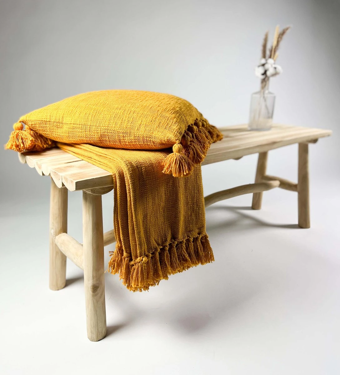 Dutch Decor - JUNE - Plaid Van Katoen 140x180 Cm Golden Glow - Geel - Deken 5 Dutch Decor - JUNE - Plaid Van Katoen 140x180 Cm Golden Glow - Geel - Deken - Afbeelding 3