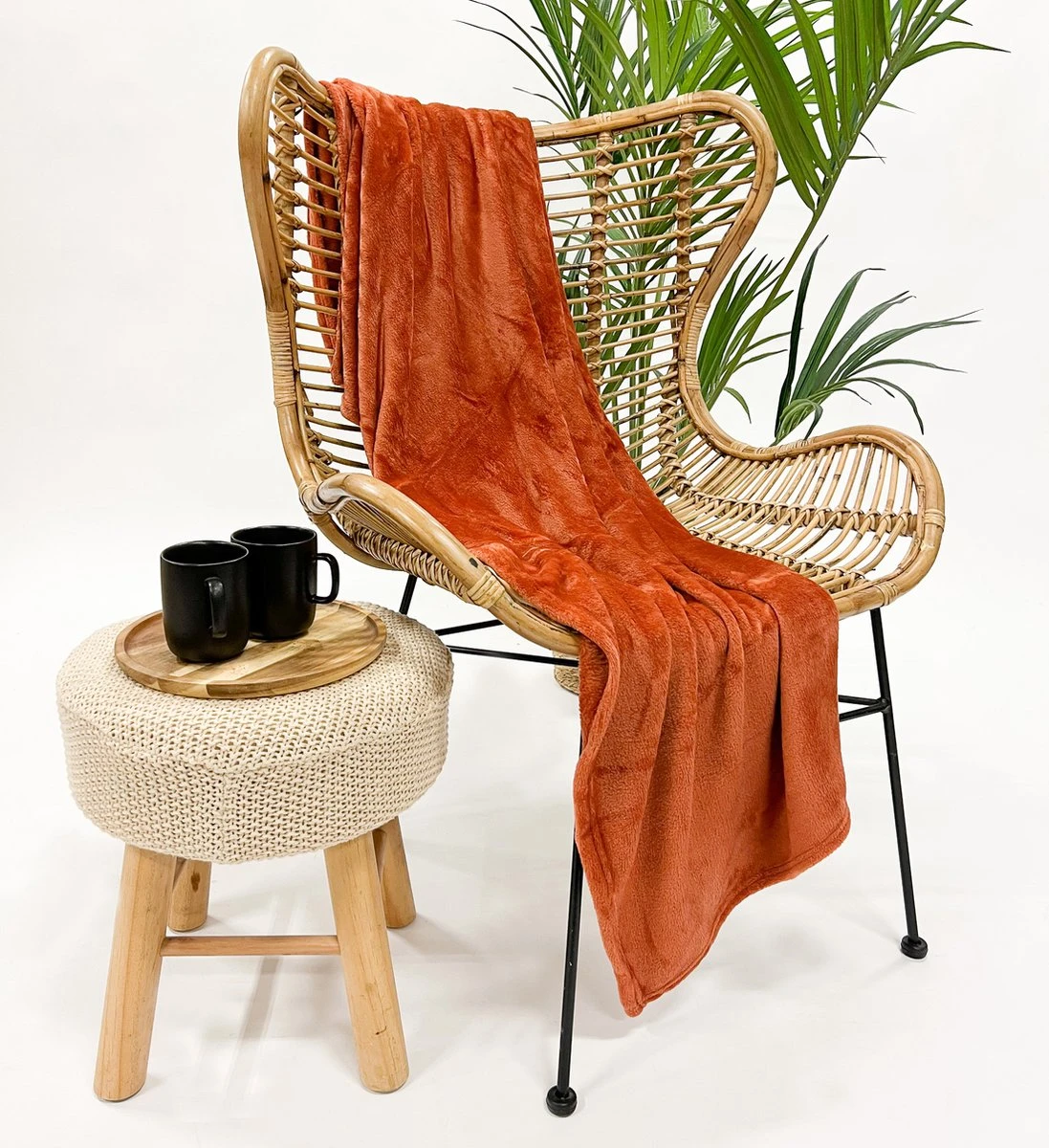 Dutch Decor - SIDNEY - Plaid 140x180 Cm Potters Clay - Oranje - 100% Polyester - Deken 4 Dutch Decor - SIDNEY - Plaid 140x180 Cm Potters Clay - Oranje - 100% Polyester - Deken - Afbeelding 2