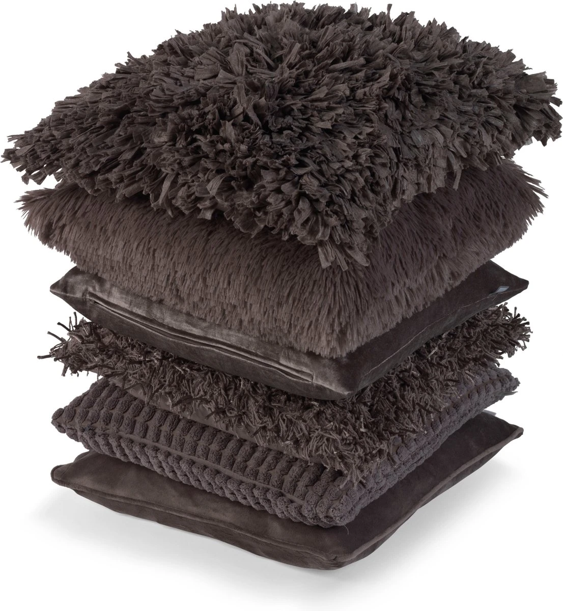FLUFFY - Kussenhoes Unikleur 45x45 Cm - Driftwood - Taupe - Exclusief Binnenkussen 8 FLUFFY - Kussenhoes Unikleur 45x45 Cm - Driftwood - Taupe - Exclusief Binnenkussen - Afbeelding 6