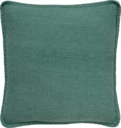 BOWIE - Sierkussen Van Gewassen Katoen Jadeite 45x45 Cm - Groen - Inclusief Binnenkussen