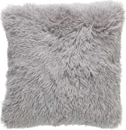 FLUFFY - Kussenhoes Unikleur 45x45 Cm - Micro Chip - Lichtgrijs - Exclusief Binnenkussen