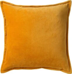 CAITH - Kussenhoes Velvet 100% Katoen 50x50 Cm - Golden Glow - Geel - Exclusief Binnenkussen