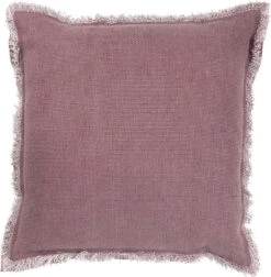 BURTO - Sierkussen Van Gewassen Katoen Pruim 45x45 Cm - Roze - Inclusief Binnenvulling