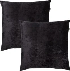 Set Van 2 Sierkussens - Dutch Decor SKY 45x45 Cm - Unikleur Velvet - Raven - Zwart