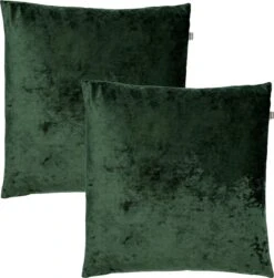Set Van 2 Sierkussens - Dutch Decor SKY 45x45 Cm - Unikleur Velvet - Mountain View - Donkergroen