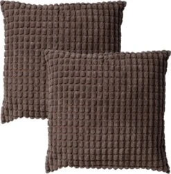 Set Van 2- Dutch Decor ROME- Kussenhoezen Unikleur Driftwood 45x45 Cm - Taupe