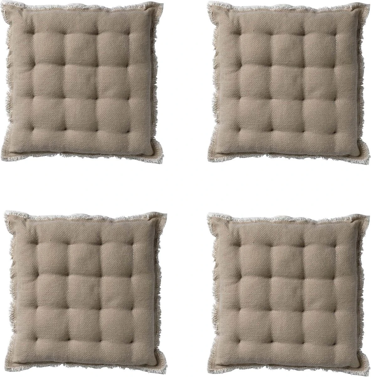 Set Van 4 - Dutch Decor BURTO - Stoelkussen Van Gewassen Katoen Pumice Stone 40x40 Cm - Beige - Zitkussen 3 Set Van 4 - Dutch Decor BURTO - Stoelkussen Van Gewassen Katoen Pumice Stone 40x40 Cm - Beige - Zitkussen