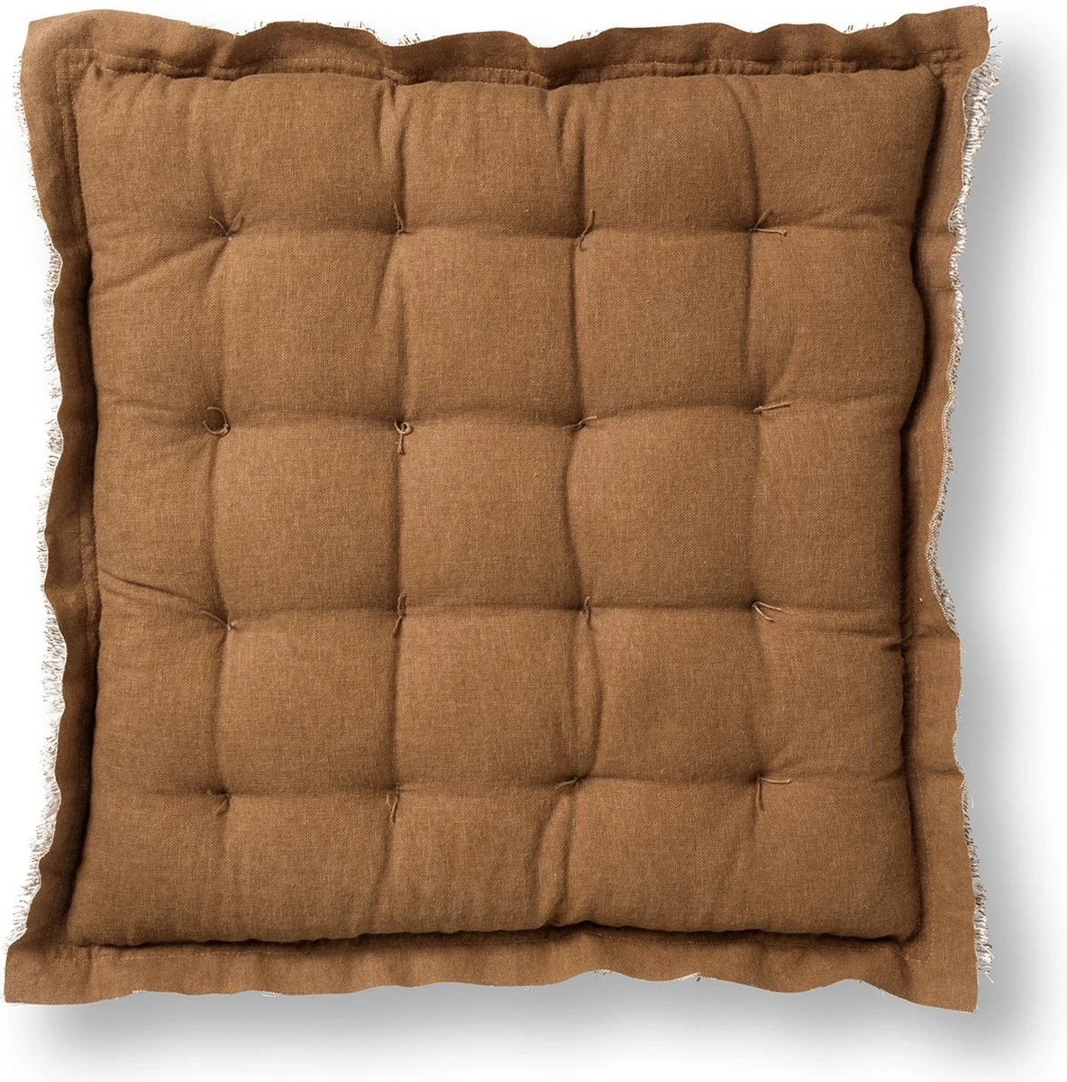 Set Van 4 - Dutch Decor BURTO - Stoelkussen Van Gewassen Katoen Tobacco Brown 40x40 Cm - Bruin - Zitkussen 8 Set Van 4 - Dutch Decor BURTO - Stoelkussen Van Gewassen Katoen Tobacco Brown 40x40 Cm - Bruin - Zitkussen - Afbeelding 6