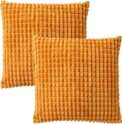 Set Van 2- Dutch Decor ROME- Kussenhoezen Unikleur Golden Glow 45x45 Cm - Geel