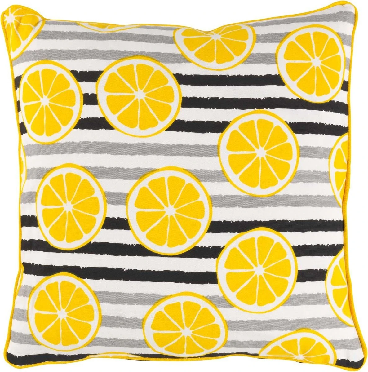 JULIA - Sierkussen Citroenen 45x45 Cm - Geel - Zwart - Wit - Streepjes - Inclusief Binnenkussen 3 JULIA - Sierkussen Citroenen 45x45 Cm - Geel - Zwart - Wit - Streepjes - Inclusief Binnenkussen