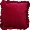 YARA - Kussenhoes 100% Katoen 45x45 Cm - Velvet - Red Plum - Roze - Ruches Rondom - Met Rits