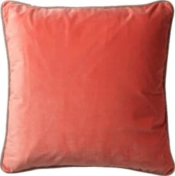 FINN - Sierkussen Velvet 45x45 Cm - Coral - Koraalroze - Met Glitterbies - Inclusief Binnenvulling
