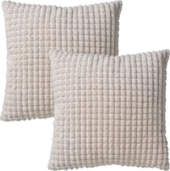 Set Van 2- Dutch Decor ROME- Kussenhoezen Unikleur Snow White 45x45 Cm - Wit