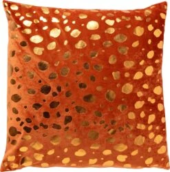 TINO - Sierkussen Velvet 45x45 Cm Potters Clay - Oranje - Inclusief Binnenvulling