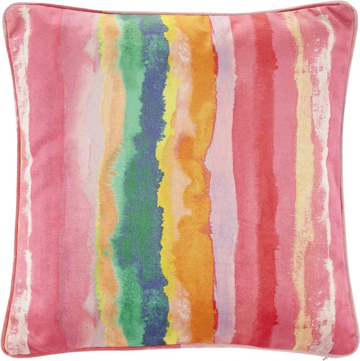 PRIEM - Sierkussen 45x45 Cm - Roze - Geel - Rood - Oranje - Streepjes - Inclusief Binnenkussen 3 PRIEM - Sierkussen 45x45 Cm - Roze - Geel - Rood - Oranje - Streepjes - Inclusief Binnenkussen