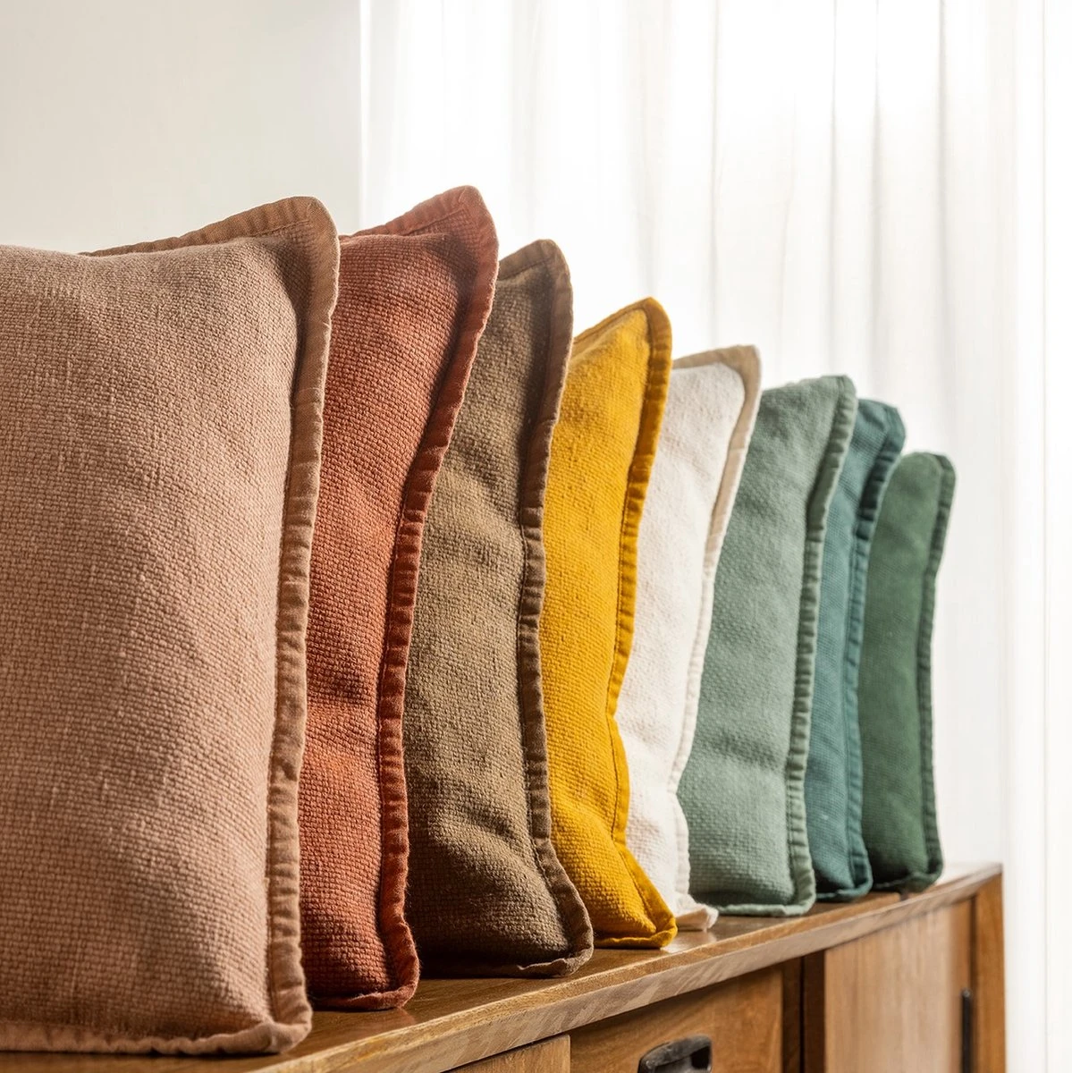 BOWIE - Sierkussen Van Gewassen Katoen Muted Clay 45x45 Cm - Roze - Inclusief Binnenkussen 7 BOWIE - Sierkussen Van Gewassen Katoen Muted Clay 45x45 Cm - Roze - Inclusief Binnenkussen - Afbeelding 5