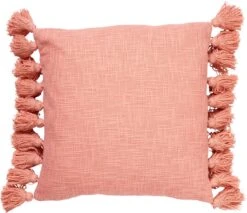 RUBY - Kussenhoes Katoen 45x45 Cm Muted Clay - Roze - Met Flosjes - Exclusief Binnenkussen