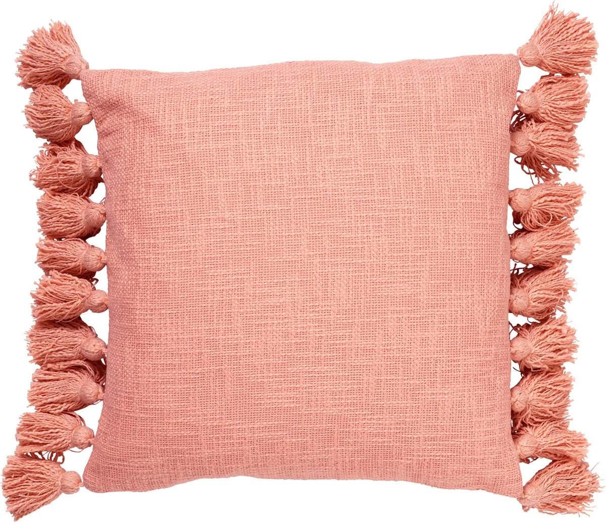 RUBY - Kussenhoes Katoen 45x45 Cm Muted Clay - Roze - Met Flosjes - Exclusief Binnenkussen 3 RUBY - Kussenhoes Katoen 45x45 Cm Muted Clay - Roze - Met Flosjes - Exclusief Binnenkussen