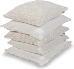 ANNA - Sierkussen Gewassen Katoen 50x50 Cm - Ivoor / Wit - Inclusief Binnenkussen -Dutch Decor 1200x1116 1