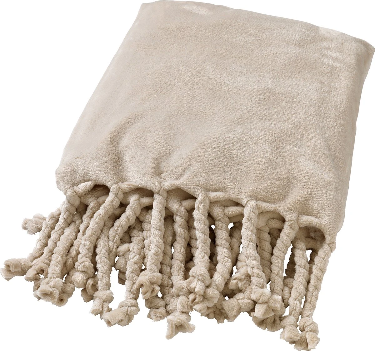 Dutch Decor - FLORIJN - Plaid Fleece 150x200 Cm - Pumice Stone - Beige - Superzacht - Met Franjes - Deken 4 Dutch Decor - FLORIJN - Plaid Fleece 150x200 Cm - Pumice Stone - Beige - Superzacht - Met Franjes - Deken - Afbeelding 2