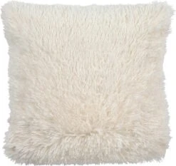 FLUFFY - Kussenhoes Unikleur 45x45 Cm - Snow White - Wit - Exclusief Binnenkussen