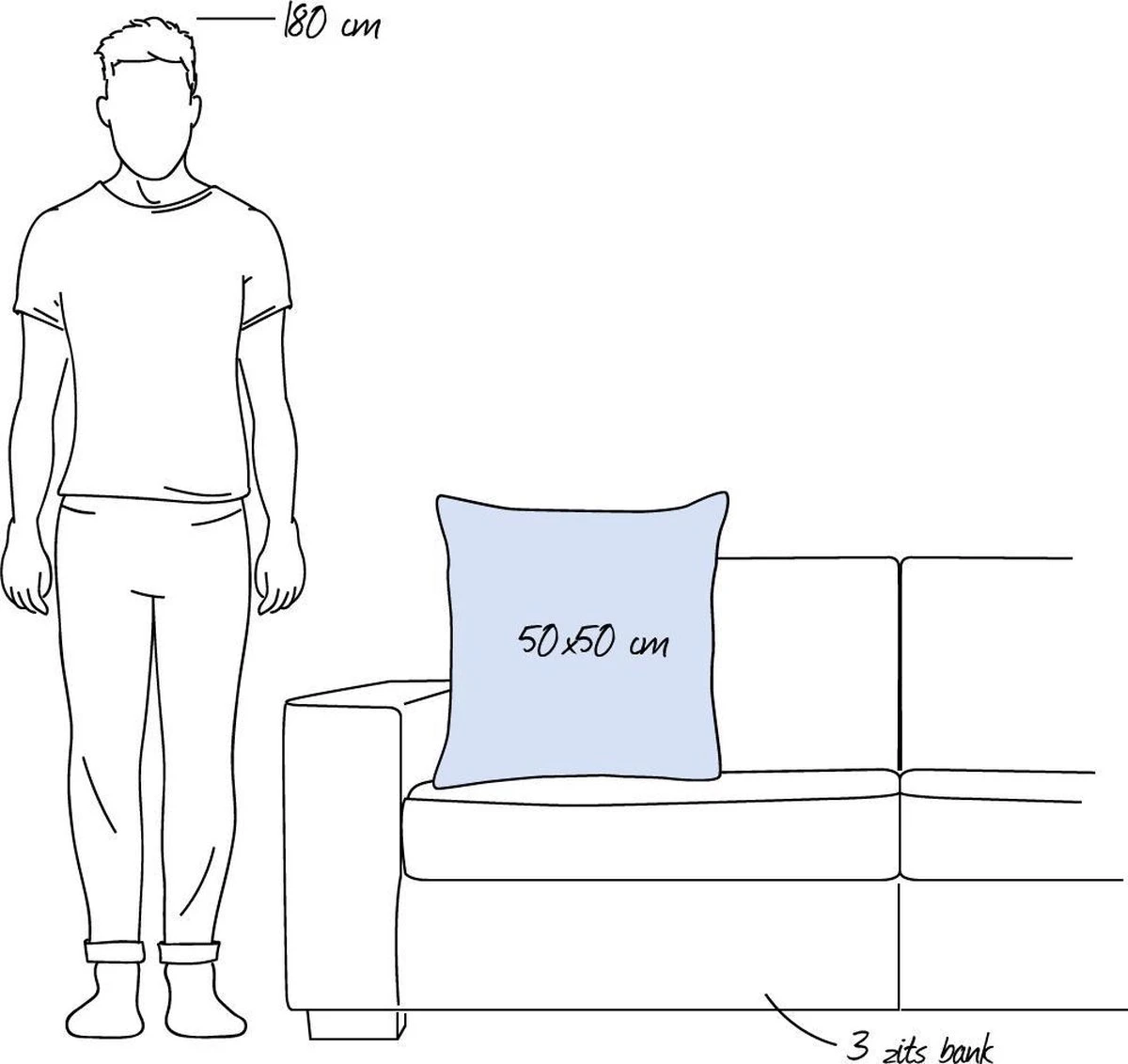 ANNA - Kussenhoes Gewassen Katoen 50x50 Cm Mist - Grijs - Effen - Exclusief Binnenkussen 7 ANNA - Kussenhoes Gewassen Katoen 50x50 Cm Mist - Grijs - Effen - Exclusief Binnenkussen - Afbeelding 5