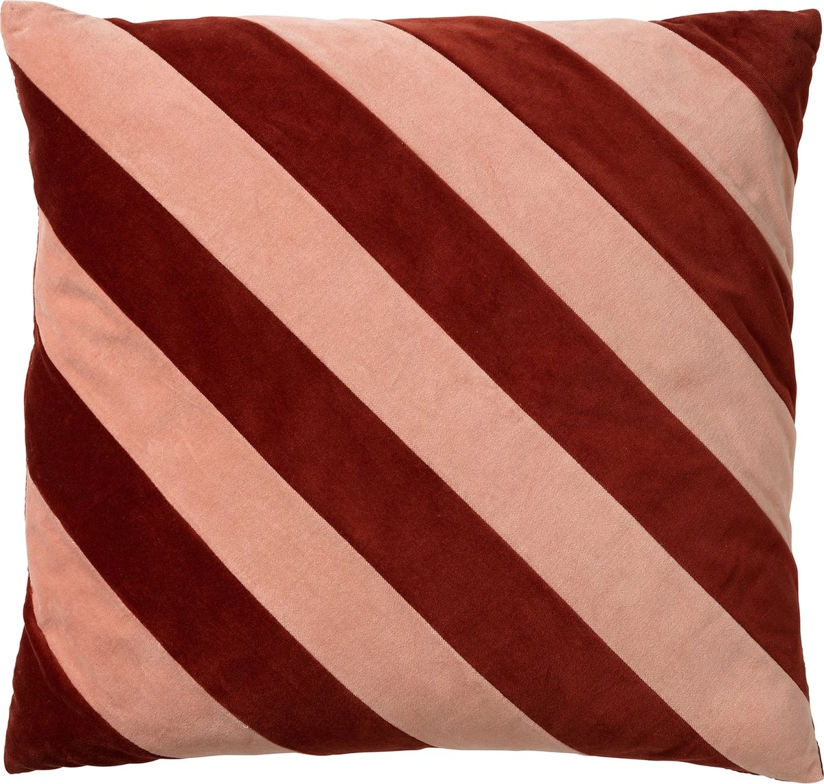 PEBBE - Kussenhoes Velvet 45x45 Cm - Muted Clay - Roze - Oranje - Strepen - Color Blocking - Exclusief Binnenkussen 3 PEBBE - Kussenhoes Velvet 45x45 Cm - Muted Clay - Roze - Oranje - Strepen - Color Blocking - Exclusief Binnenkussen