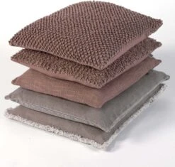 ANNA - Kussenhoes Taupe Van Gewassen Katoen 50x50 Cm - Met Rits -Dutch Decor 1200x1142 5