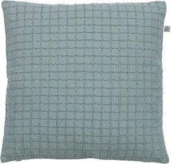 LISANNE - Kussenhoes Kraaltjes 45x45 Cm - Jade - Groen - Geblokt Dessin - Met Rits