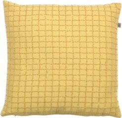 LISANNE - Kussenhoes Kraaltjes 45x45 Cm - Oker - Geel - Geblokt Dessin - Exclusief Binnenkussen
