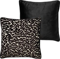 LEONA - Kussenhoes Velvet 45x45 Cm - Zwart - Raven - Panterprint - Exclusief Binnenkussen -Dutch Decor 1200x1170 1