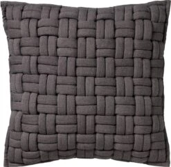 LEVI - Sierkussen Charcoal Grey 45x45 Cm - Grijs - Inclusief Binnenvulling
