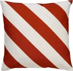 Dutch Decor - SANZENO - Outdoor Kussenhoes 45x45 Cm - Waterafstotend En Uv-bestendig - Gestreept - Potters Clay - Wit En Oranje - Buitenkussen - Tuinkussen - Loungekussen- Voor Buiten