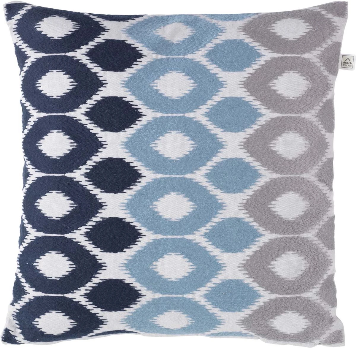 EGEA - Kussenhoes Geborduurd 45x45 Cm - Lichtgrijs - Lichtblauw - Donkerblauw - Exclusief Binnenkussen 3 EGEA - Kussenhoes Geborduurd 45x45 Cm - Lichtgrijs - Lichtblauw - Donkerblauw - Exclusief Binnenkussen