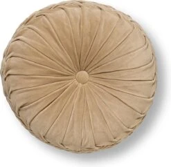 Dutch Decor - KAJA - Sierkussen Rond Velvet 40 Cm - Pumice Stone - Beige
