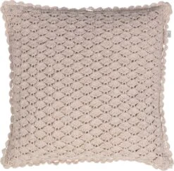 HUSET - Kussenhoes Gehaakt Dessin 45x45 Cm - Roze - Nude - Pasteltint - 100% Katoen - Exclusief Binnenkussen