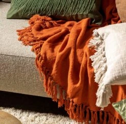 Dutch Decor - JUNE - Plaid Van Katoen 140x180 Cm Potters Clay - Oranje - Deken -Dutch Decor 1200x1186 3