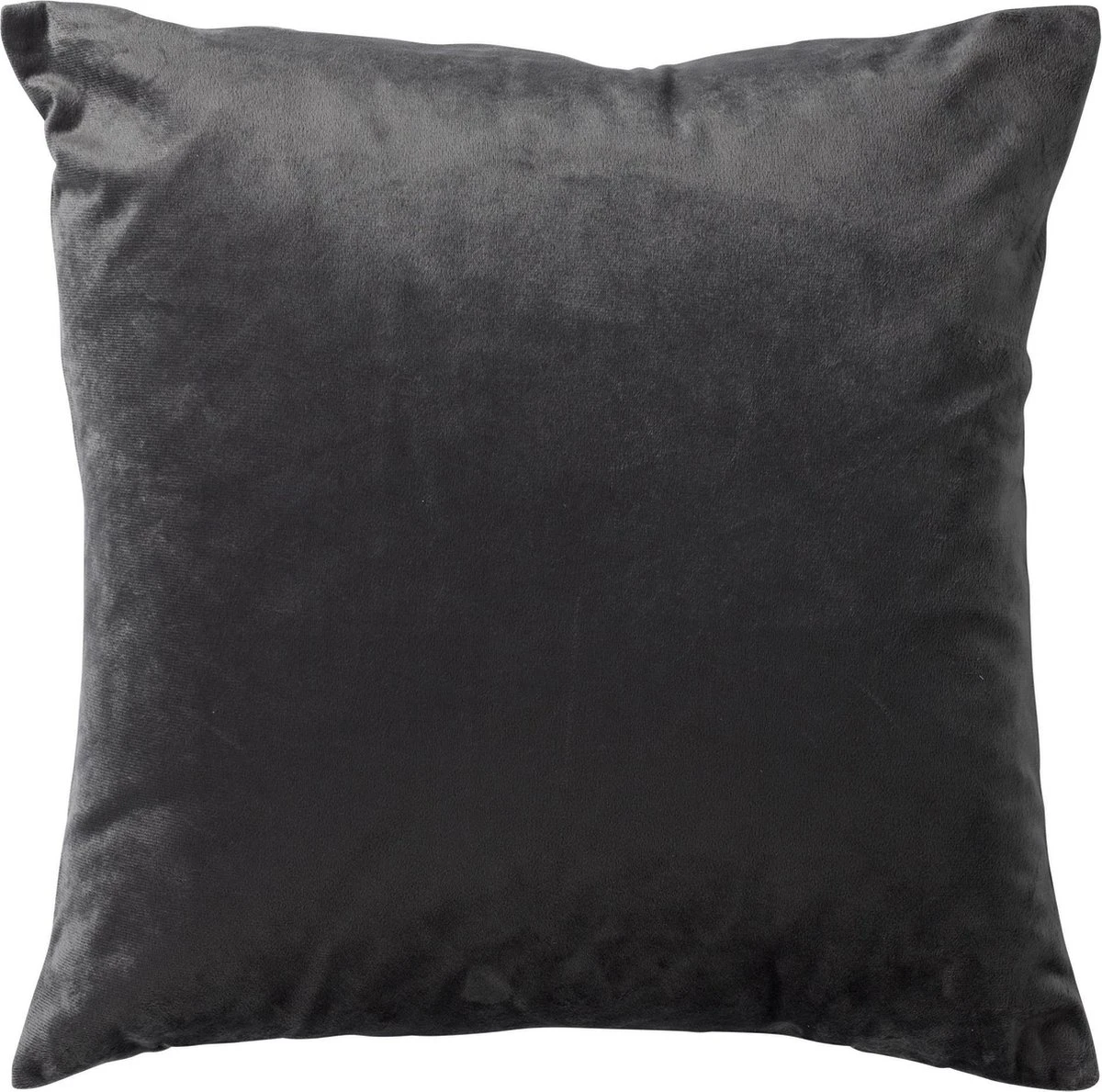 PHILLY - Kussenhoes Velvet 45x45 Cm - Charcoal Gray - Antraciet - Exclusief Binnenkussen 6 PHILLY - Kussenhoes Velvet 45x45 Cm - Charcoal Gray - Antraciet - Exclusief Binnenkussen - Afbeelding 4