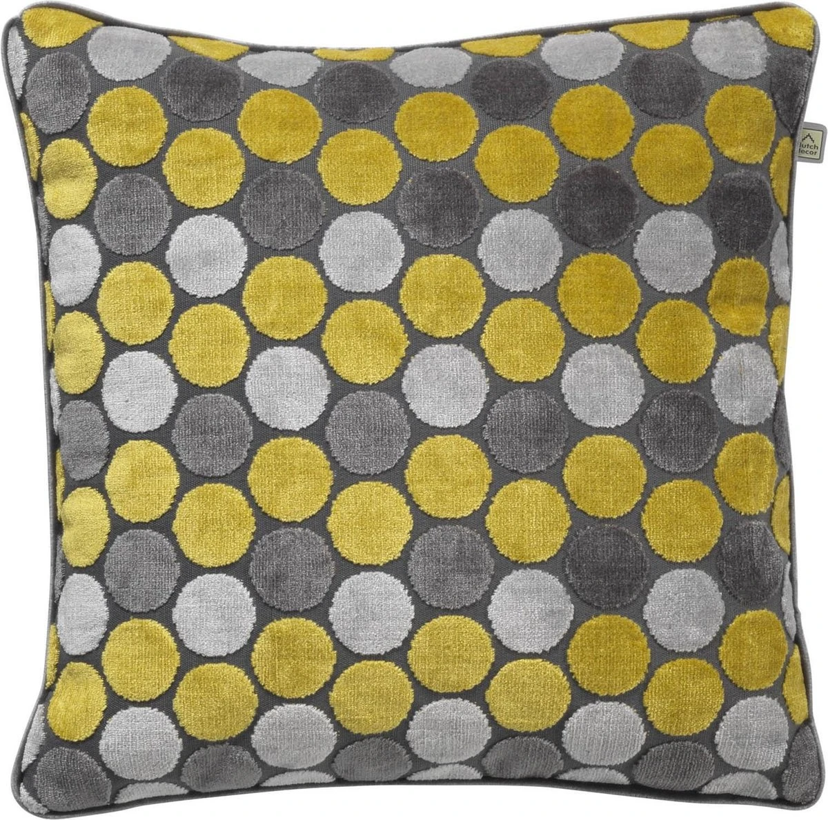SEPPE - Sierkussen Velvet 45x45 Cm - Geel - Lemon - Antraciet - Grijs - Bolletjes - Inclusief Binnenkussen 3 SEPPE - Sierkussen Velvet 45x45 Cm - Geel - Lemon - Antraciet - Grijs - Bolletjes - Inclusief Binnenkussen