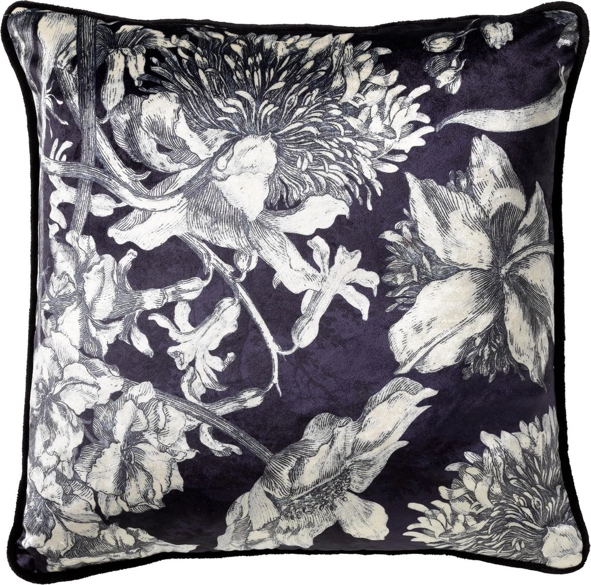 LAUREN - Sierkussen Velvet Raven 45x45 Cm - Zwart - Inclusief Binnenvulling 3 LAUREN - Sierkussen Velvet Raven 45x45 Cm - Zwart - Inclusief Binnenvulling