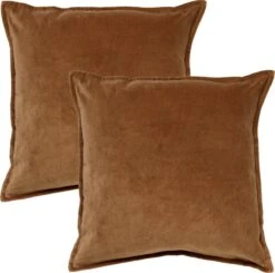 Set Van 2 Sierkussens - Dutch Decor CAITH - 50x50 Cm - Velvet - Tobacco Brown - Bruin – Unikleur – Inclusief Binnenkussens