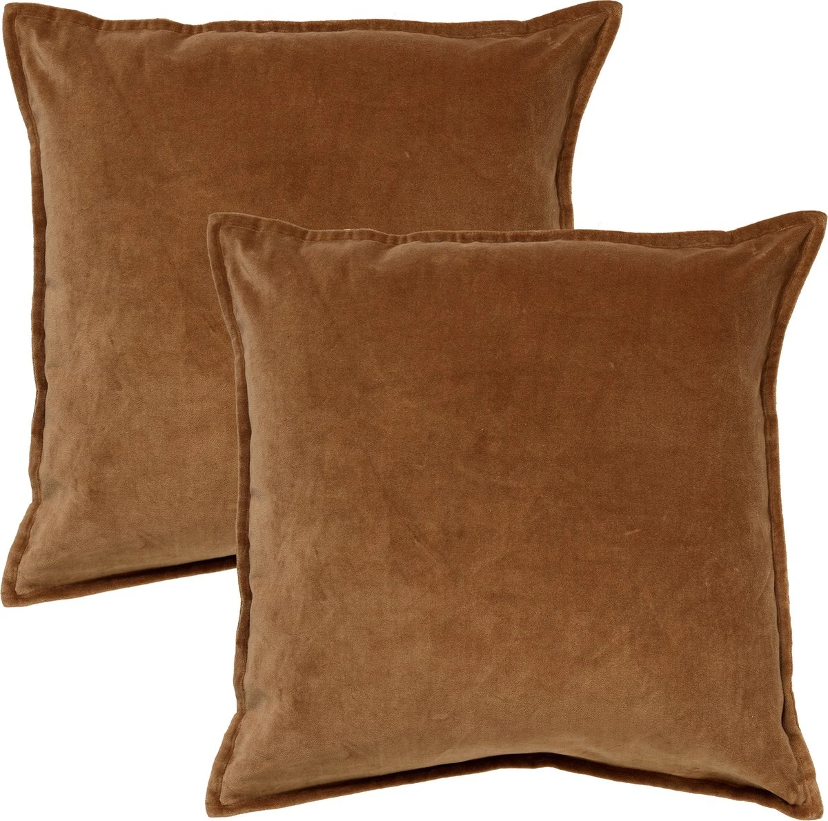 Set Van 2 Sierkussens - Dutch Decor CAITH - 50x50 Cm - Velvet - Tobacco Brown - Bruin – Unikleur – Inclusief Binnenkussens 3 Set Van 2 Sierkussens - Dutch Decor CAITH - 50x50 Cm - Velvet - Tobacco Brown - Bruin – Unikleur – Inclusief Binnenkussens