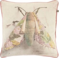 FANG - Sierkussen Dierenprint Insect - 45x45 Cm - Oud Roze - Pasteltint - Inclusief Binnenkussen