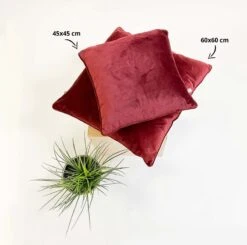 FINN - Sierkussen Velvet 60x60 Cm - Merlot - Rood - Inclusief Binnenvulling -Dutch Decor 1200x1192 17