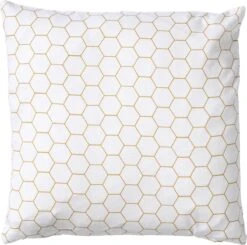HONINGRAAT - Kussenhoes Katoen 45x45 Cm - Wit - Honingraat Patroon - Met Rits