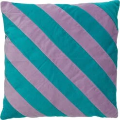PEBBE - Kussenhoes Velvet 45x45 Cm - Aquarelle - Blauw - Paars - Strepen - Color Blocking - Met Rits
