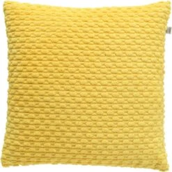 ROLF - Kussenhoes 45x45 Cm - Geel - Lemon - Effen Dessin - Met Rits