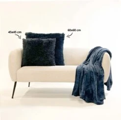 FLUFFY - Sierkussen Unikleur 60x60 Cm - Insignia Blue - Donkerblauw - Inclusief Binnenvulling -Dutch Decor 1200x1195 16