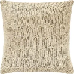 ERICA - Sierkussen 45x45 Cm - Zand - Beige - Gebreid Dessin - Pasteltint - Inclusief Binnenkussen